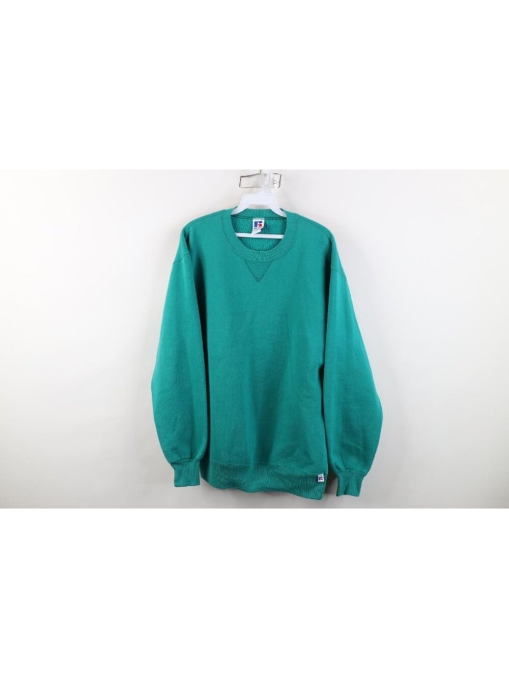 Vintage 90s Russell Athletic Blank Crewneck Sweatshirt Mens Size L Seafoam USA